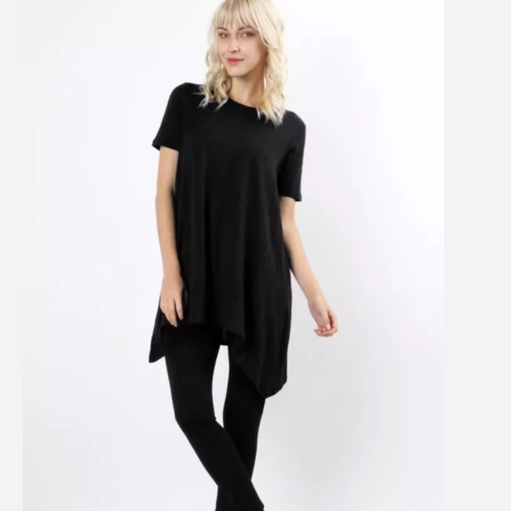 NWT S ribbed tunic asymmetrical black